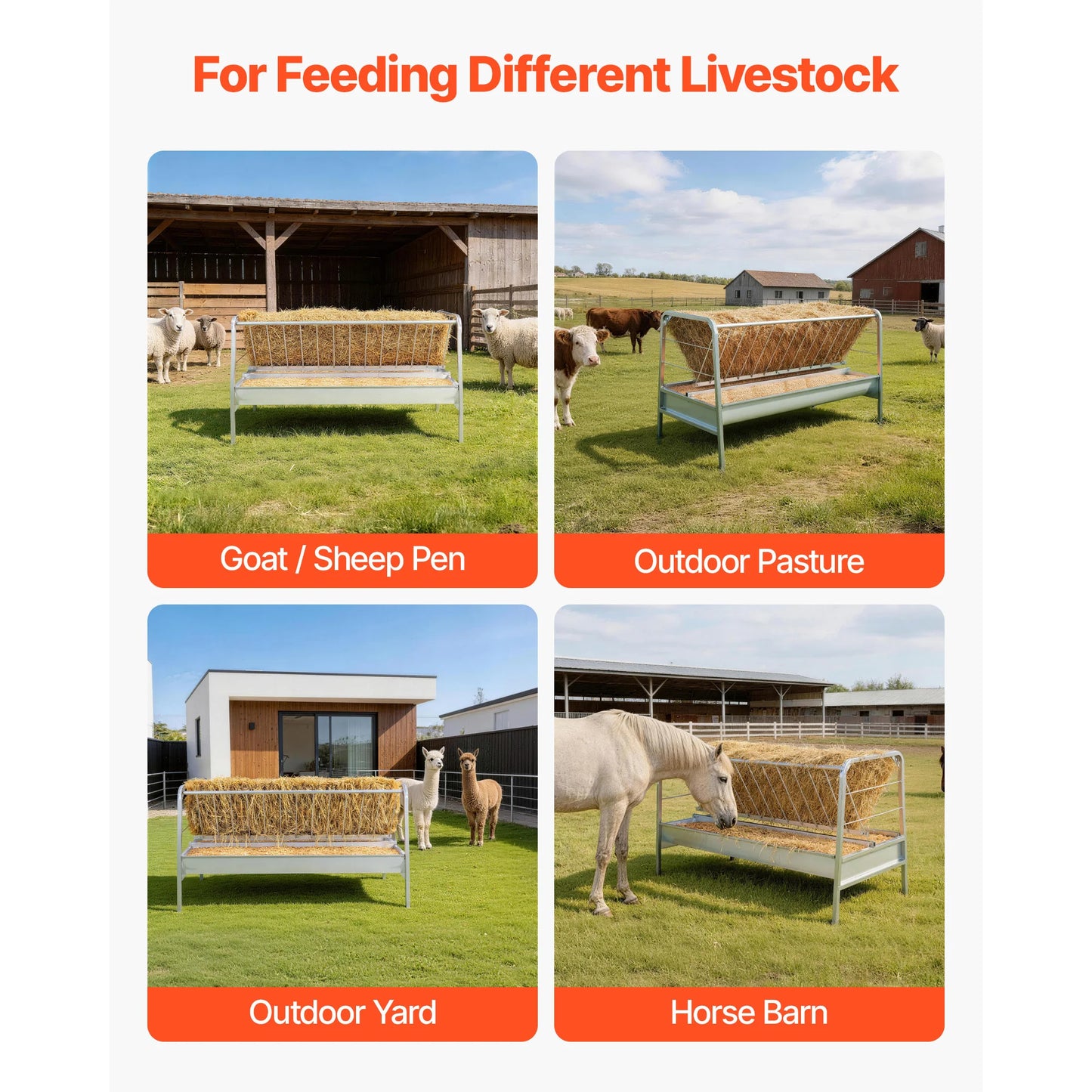 Heavy‑Duty 2‑in‑1 Hay Feeder