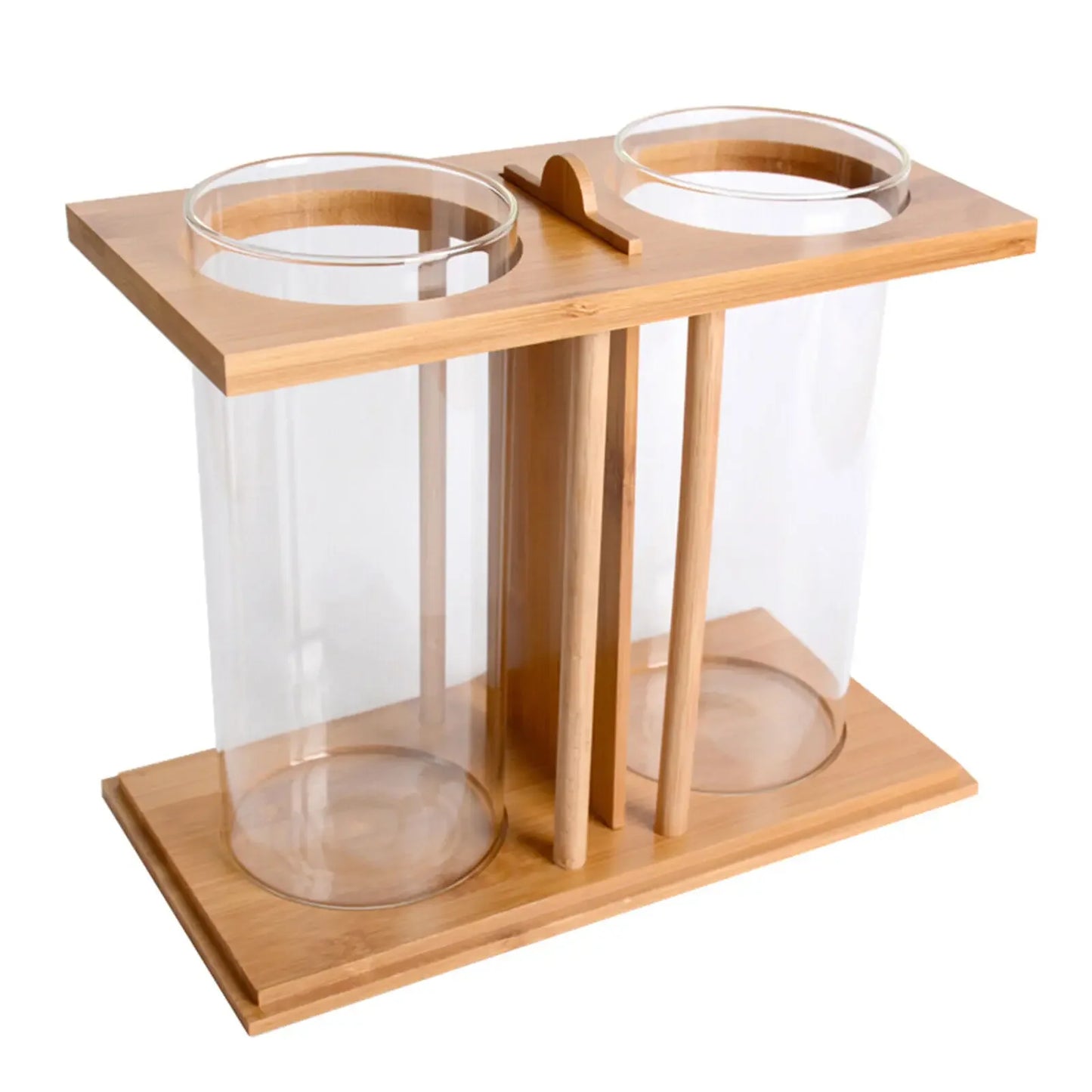 Desktop Glass Betta Tank with LED & Bamboo Base