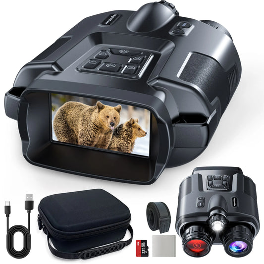 4K Infrared Night Vision Binoculars – 3" Display, 8X Zoom, Rechargeable