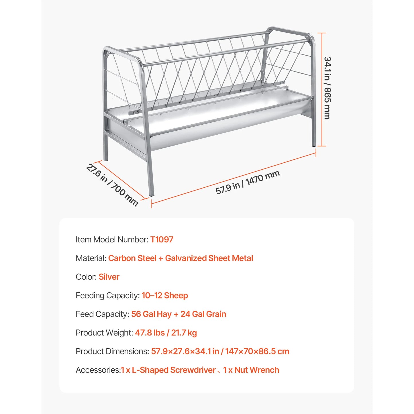Heavy‑Duty 2‑in‑1 Hay Feeder
