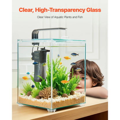 Ultra‑Clear Square Fish Tank – Self‑Cleaning Starter Kit