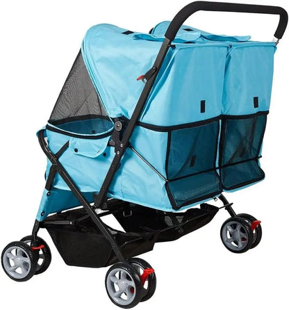 Foldable Twin Pet Stroller for Dogs and Cats