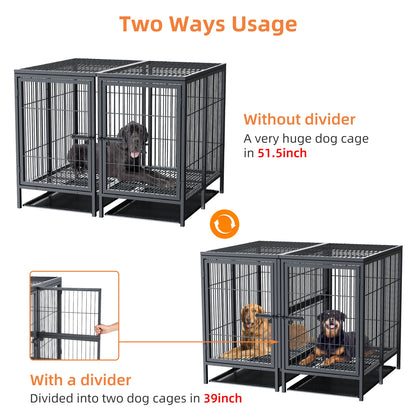 Extra Large Pet Raised Metal Cage with Removable Divider