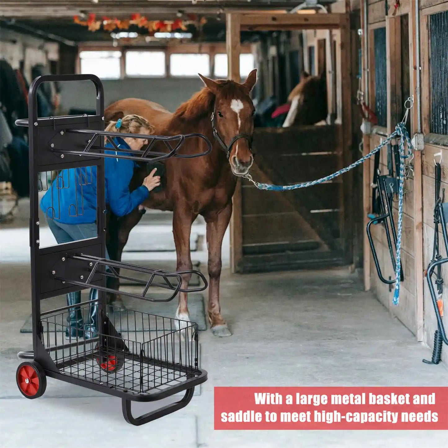 Portable Saddle Rack with Wheels & Storage