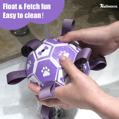 Soccer Ball with Straps, Interactive Dog Toy for Tug of War.