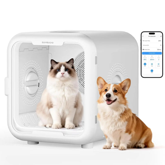 Automatic Small Animal Dryer Box/Pet Groomer. Quiet Hands-Free.