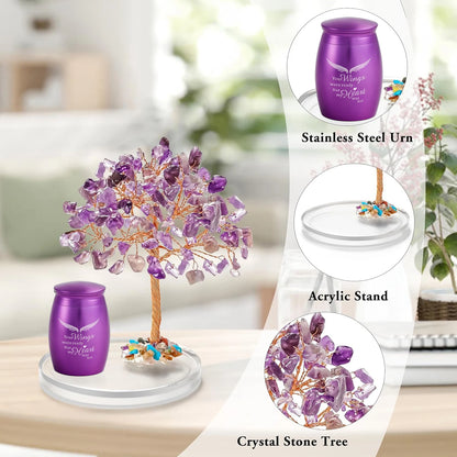 Angel Wings Ashes Urn Set + Amethyst Tree