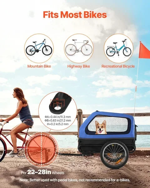 Pet Bike Trailer for Small & Large Dogs
