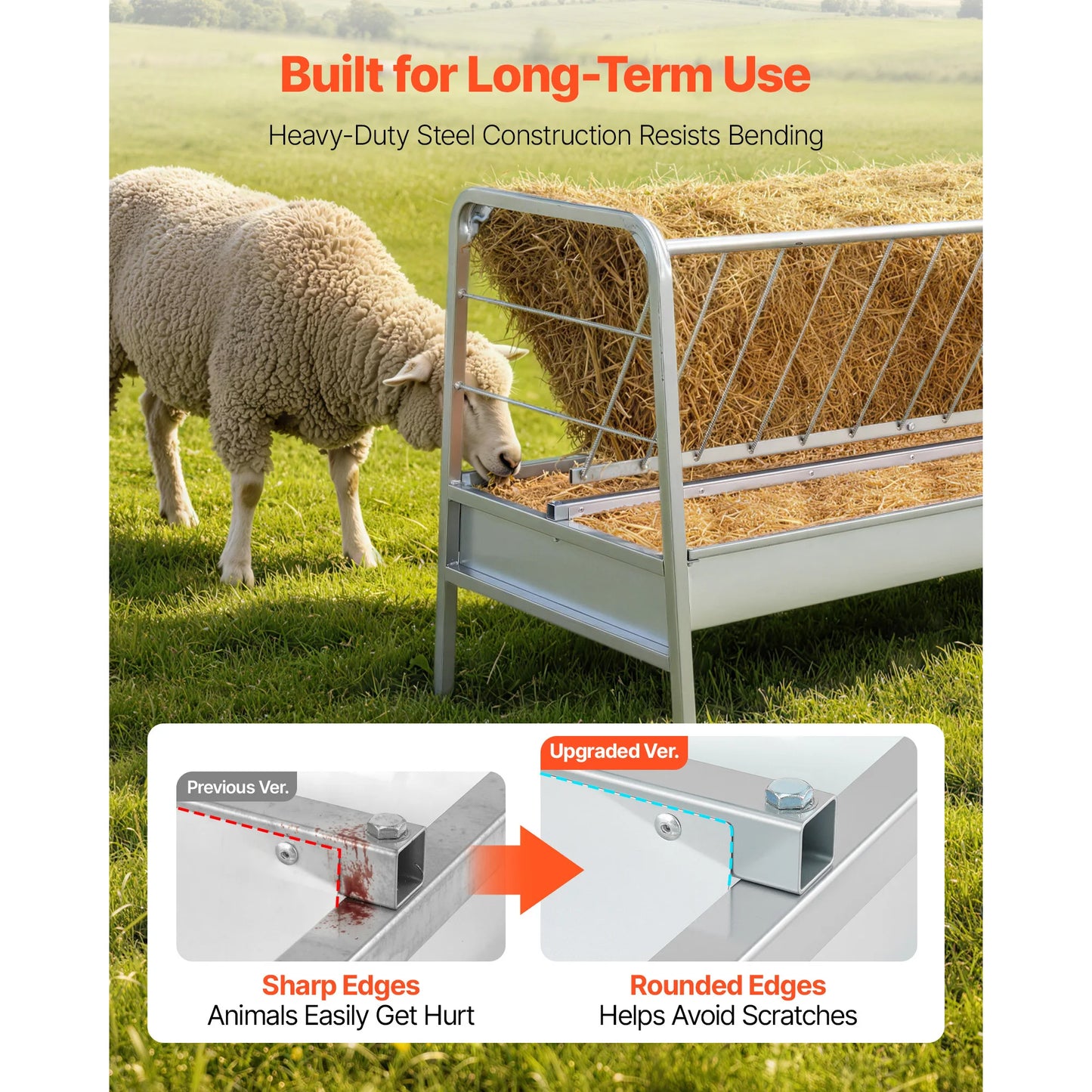 Heavy‑Duty 2‑in‑1 Hay Feeder