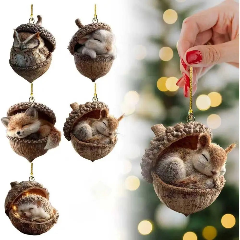 Forest Christmas Ornaments 2026 New Pine Cone Animal Decoration