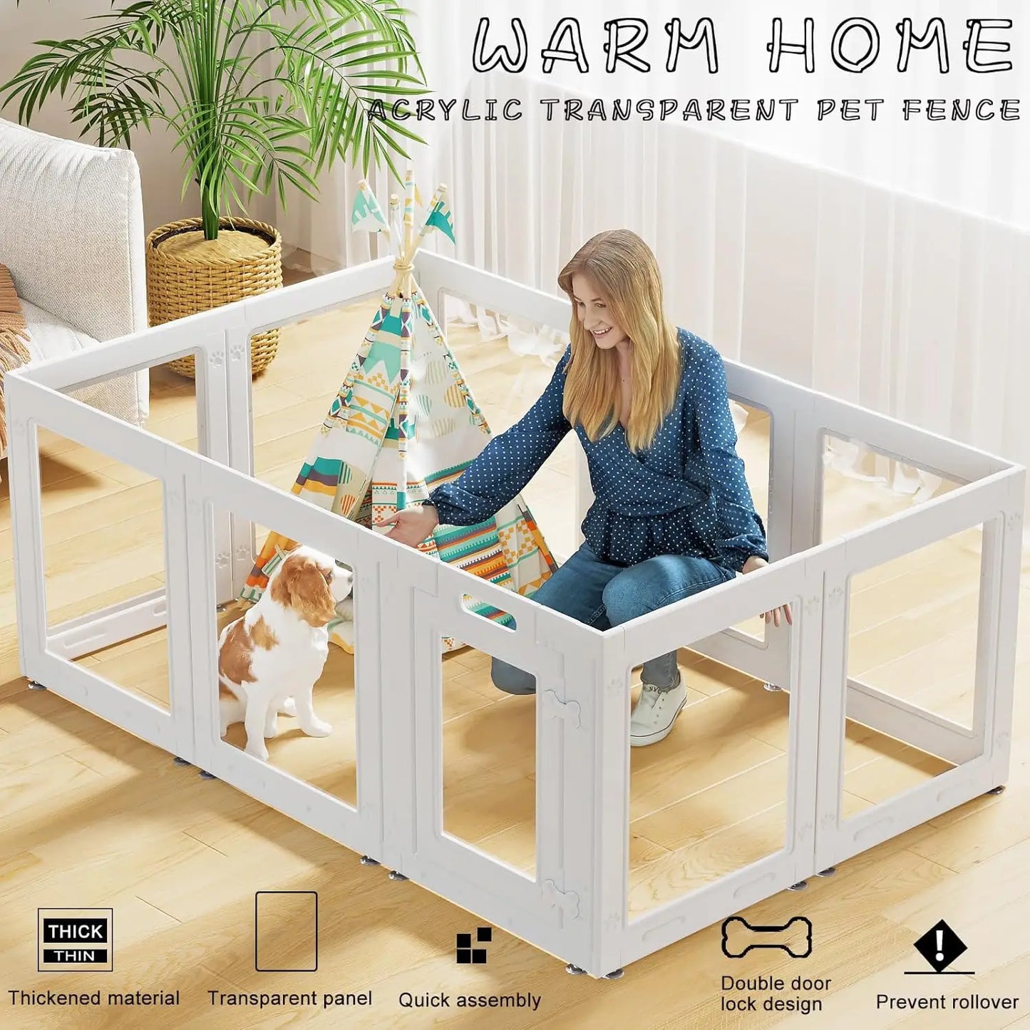 Pet Playpen with Door, Easy Assembly.