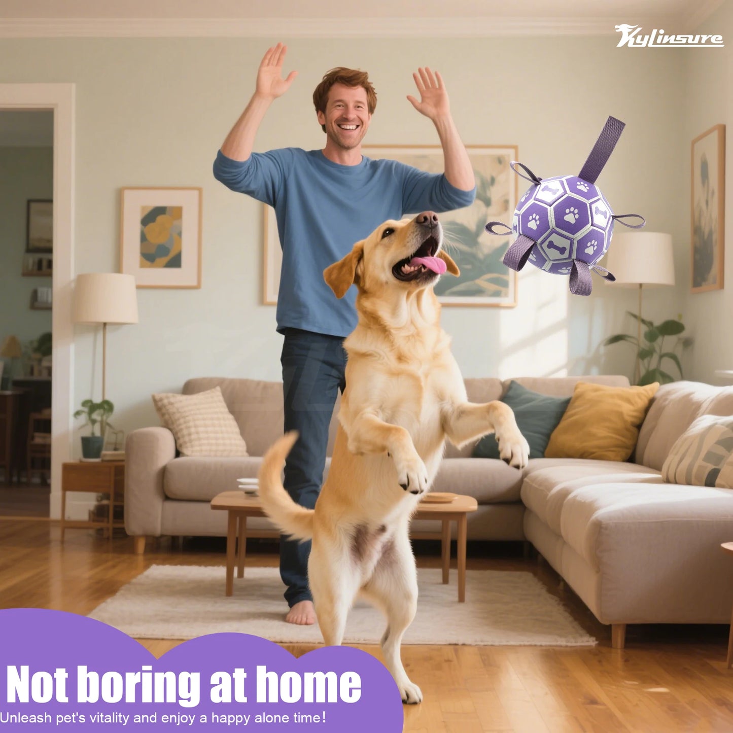 Soccer Ball with Straps, Interactive Dog Toy for Tug of War.