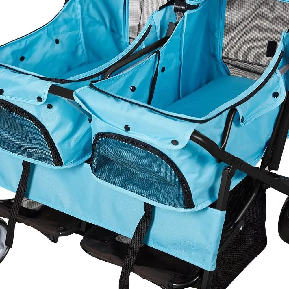 Foldable Twin Pet Stroller for Dogs and Cats