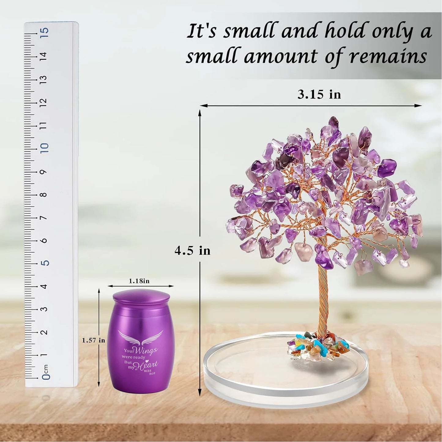 Angel Wings Ashes Urn Set + Amethyst Tree