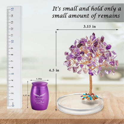 Angel Wings Ashes Urn Set + Amethyst Tree