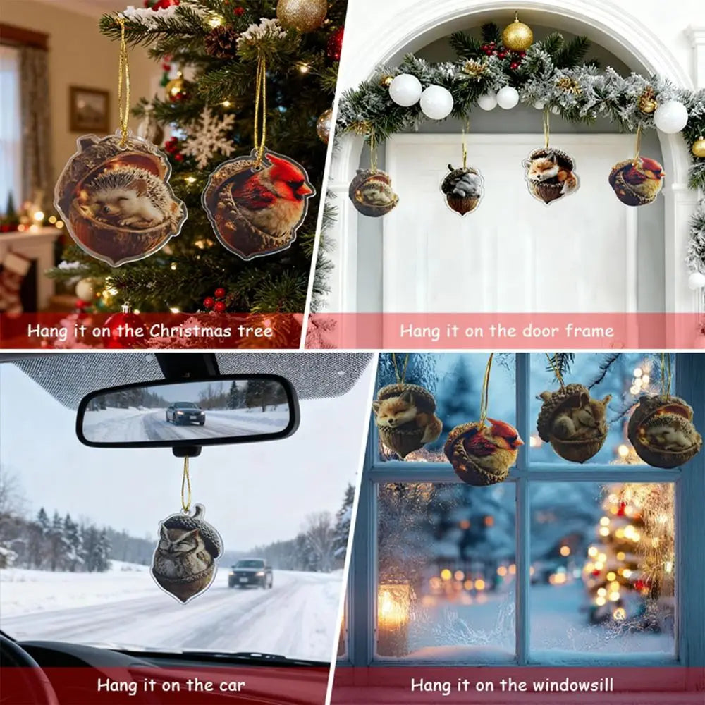 Forest Animal Christmas Decorations for Home Décor 8 Pcs