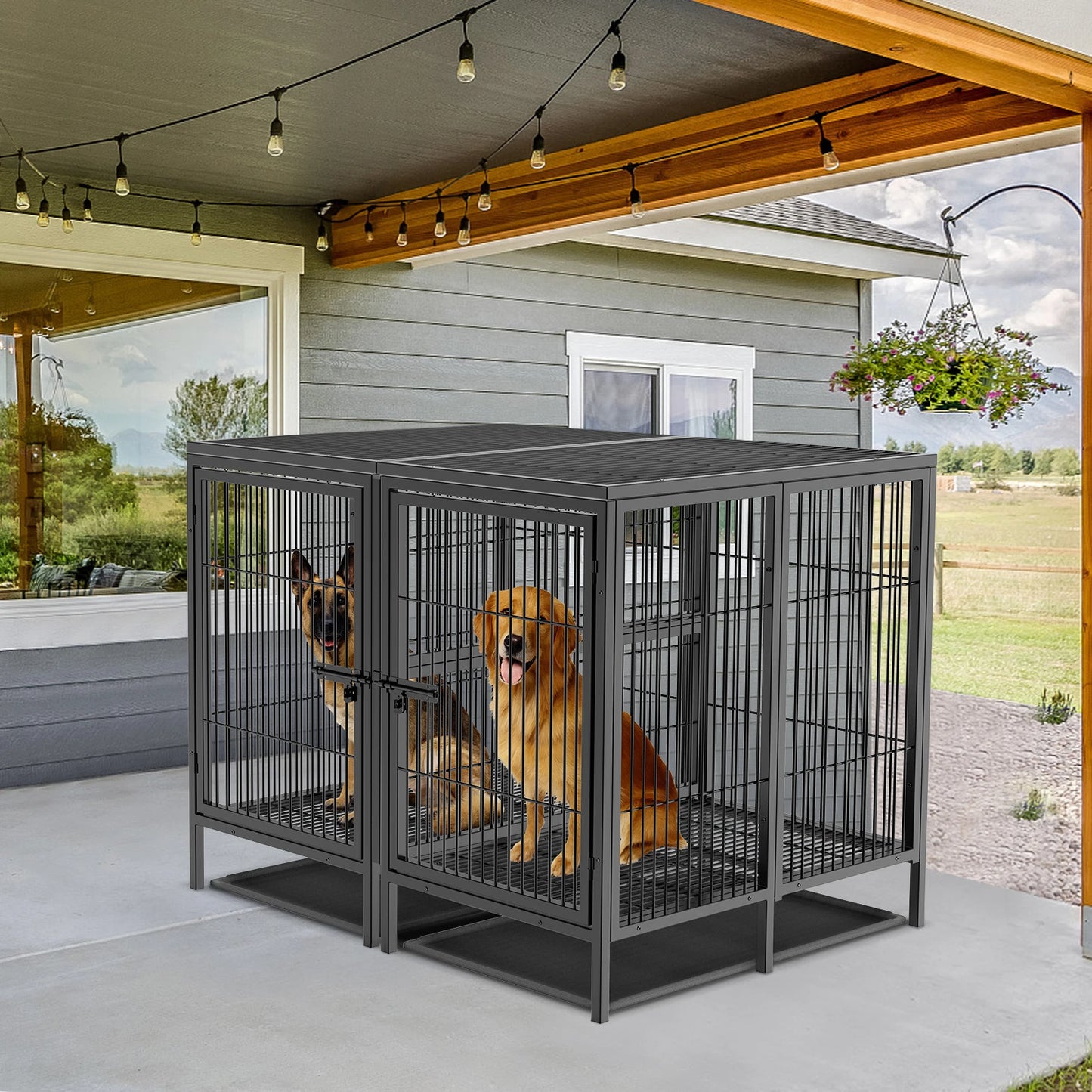Extra Large Pet Raised Metal Cage with Removable Divider