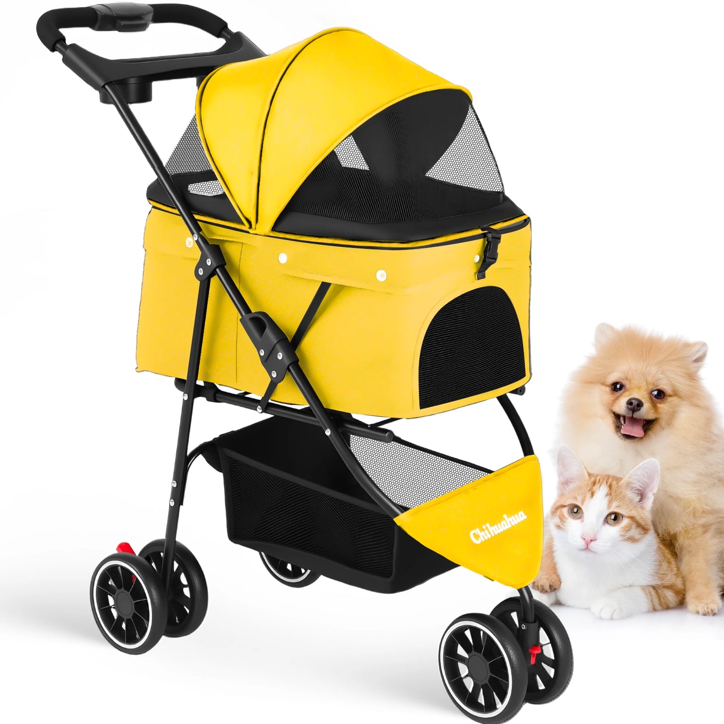 Pet Stroller with Canopy & Storage