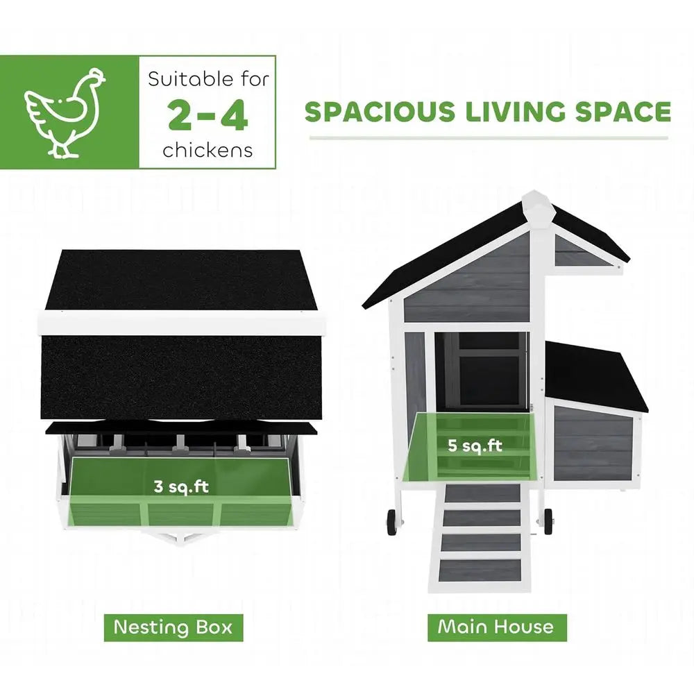 Mobile Chicken Coop with Tray & Perches