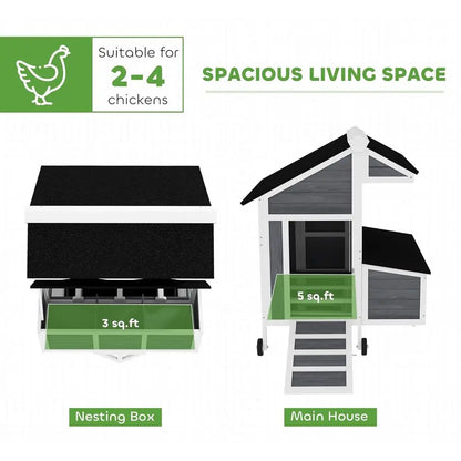 Mobile Chicken Coop with Tray & Perches