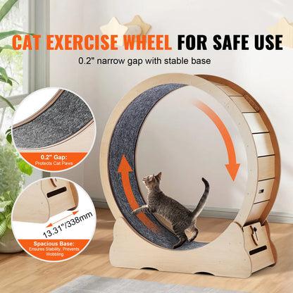 Spin ’n’ Zoom Wooden Cat Wheel | Indoor Kitty Treadmill Fun!