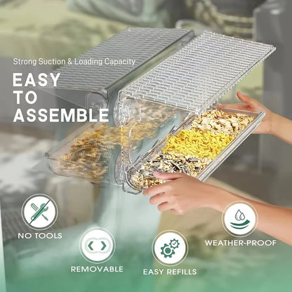 Indestructible Large Window Bird Feeder with Seed & Water Tray