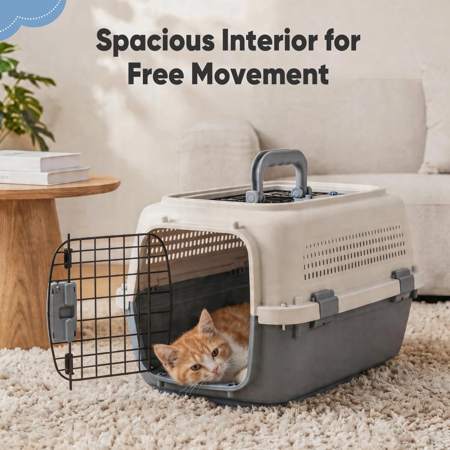 Travel Carrier with Food Bowl & Wire Door