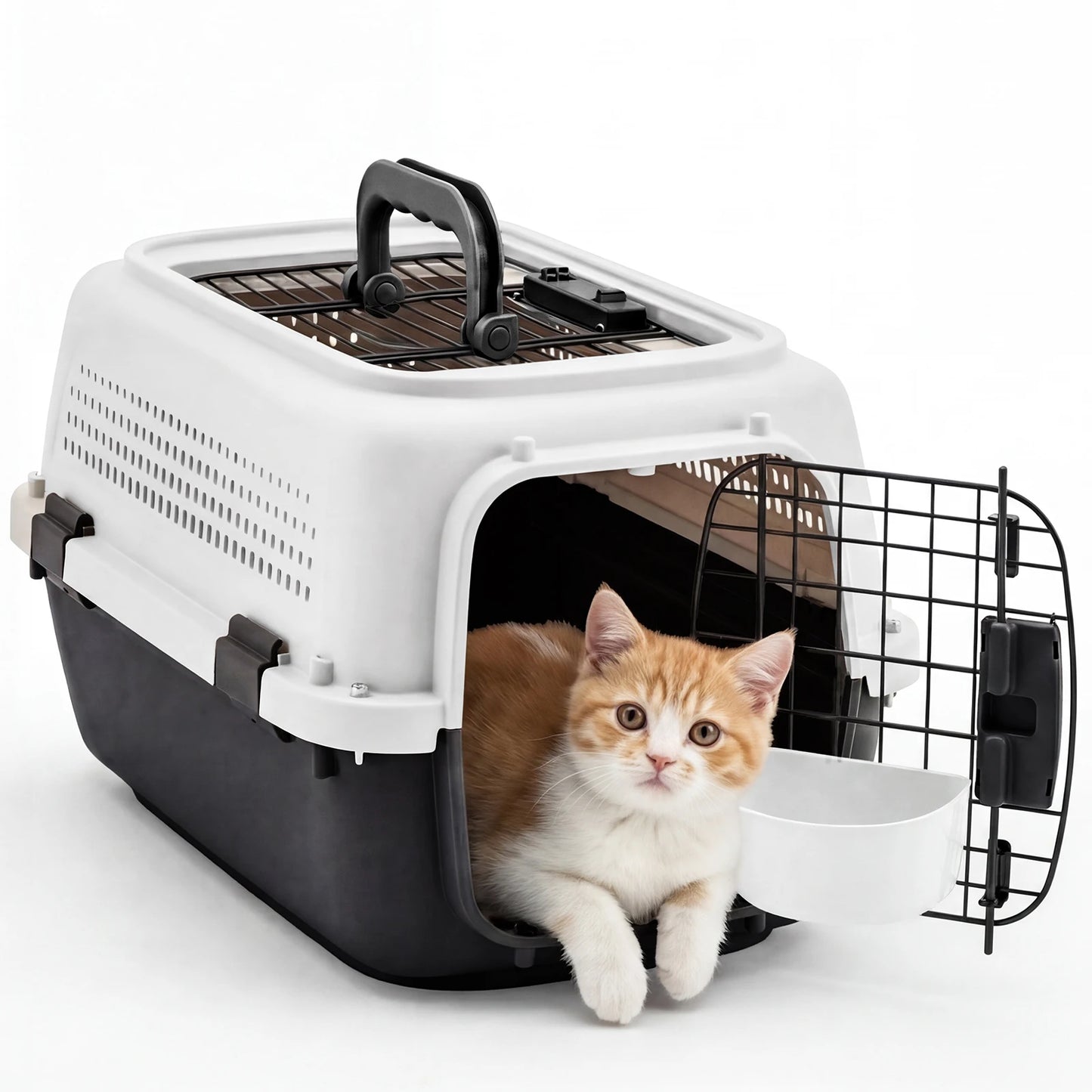 Travel Carrier with Food Bowl & Wire Door