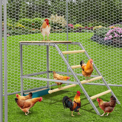 Multi‑Tier Chicken Roost Ladder with Steel Frame & Wooden Perches