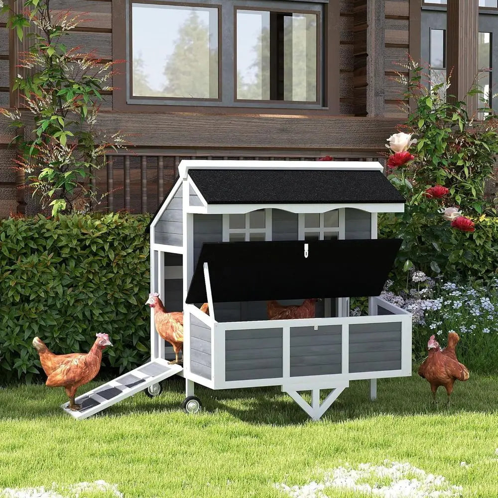 Mobile Chicken Coop with Tray & Perches