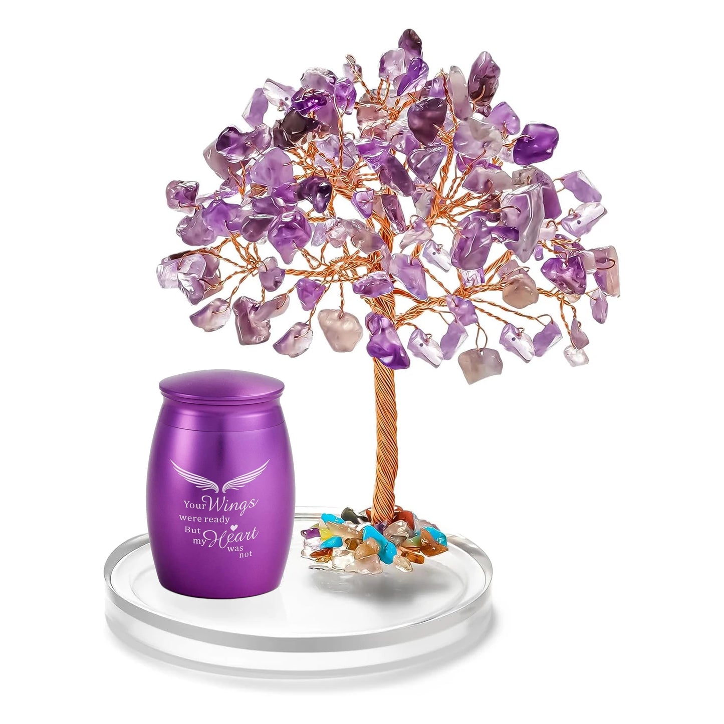 Angel Wings Ashes Urn Set + Amethyst Tree