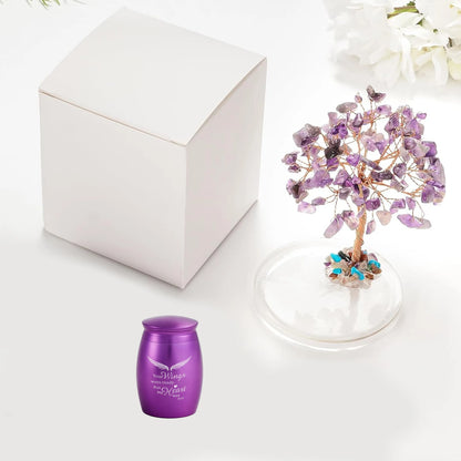 Angel Wings Ashes Urn Set + Amethyst Tree