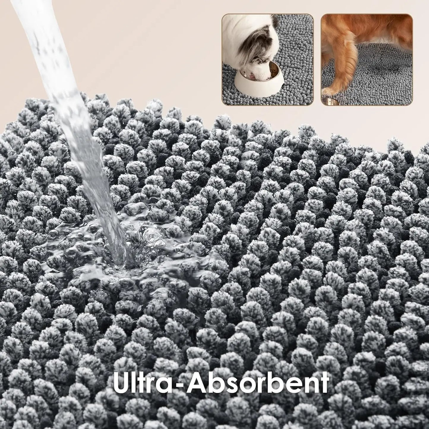Absorbent Door Mat, Quick Dry Washable, Non-Slip.