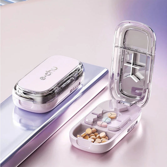 Portable Pill Cutter Storage Container, Drug Tablet Medicine Organizer