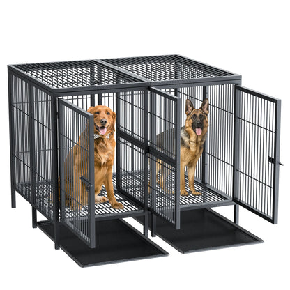 Extra Large Pet Raised Metal Cage with Removable Divider