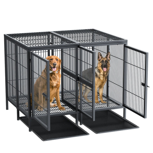 Extra Large Pet Raised Metal Cage with Removable Divider