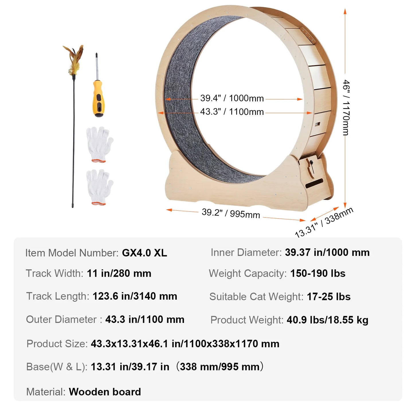 Spin ’n’ Zoom Wooden Cat Wheel | Indoor Kitty Treadmill Fun!
