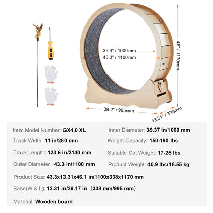 Spin ’n’ Zoom Wooden Cat Wheel | Indoor Kitty Treadmill Fun!