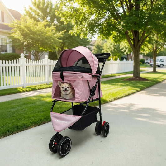 Foldable Pet Stroller For Small Puppy Dogs & Cats