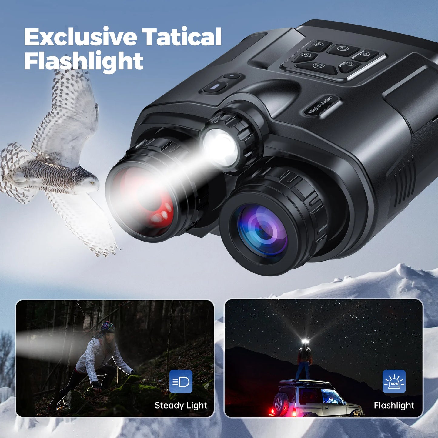 4K Infrared Night Vision Binoculars – 3" Display, 8X Zoom, Rechargeable