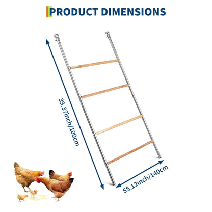 Multi‑Tier Chicken Roost Ladder with Steel Frame & Wooden Perches