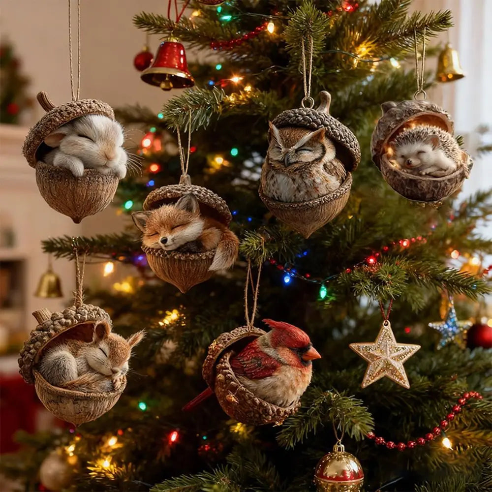 Forest Animal Christmas Decorations for Home Décor 8 Pcs