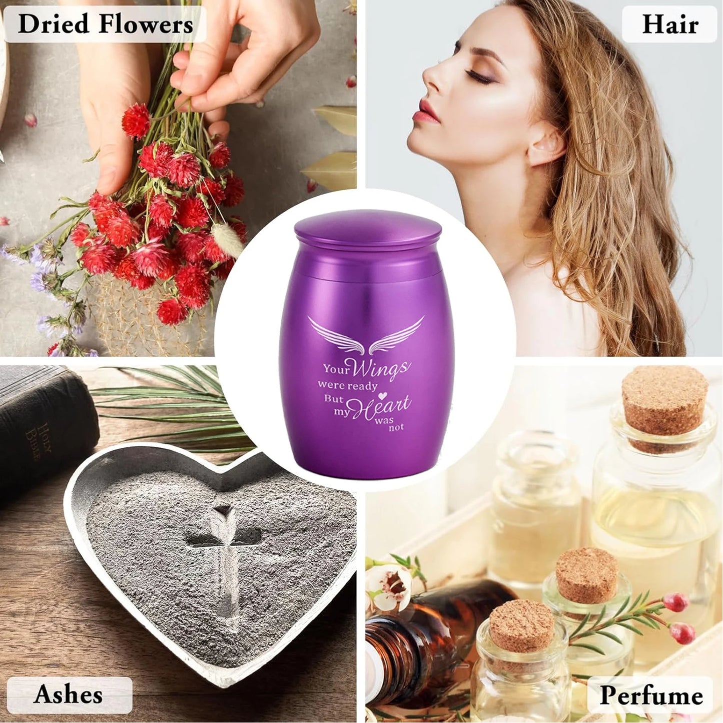Angel Wings Ashes Urn Set + Amethyst Tree