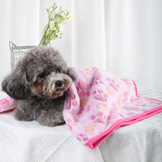 Fluffy Paw‑Print Dog Blanket