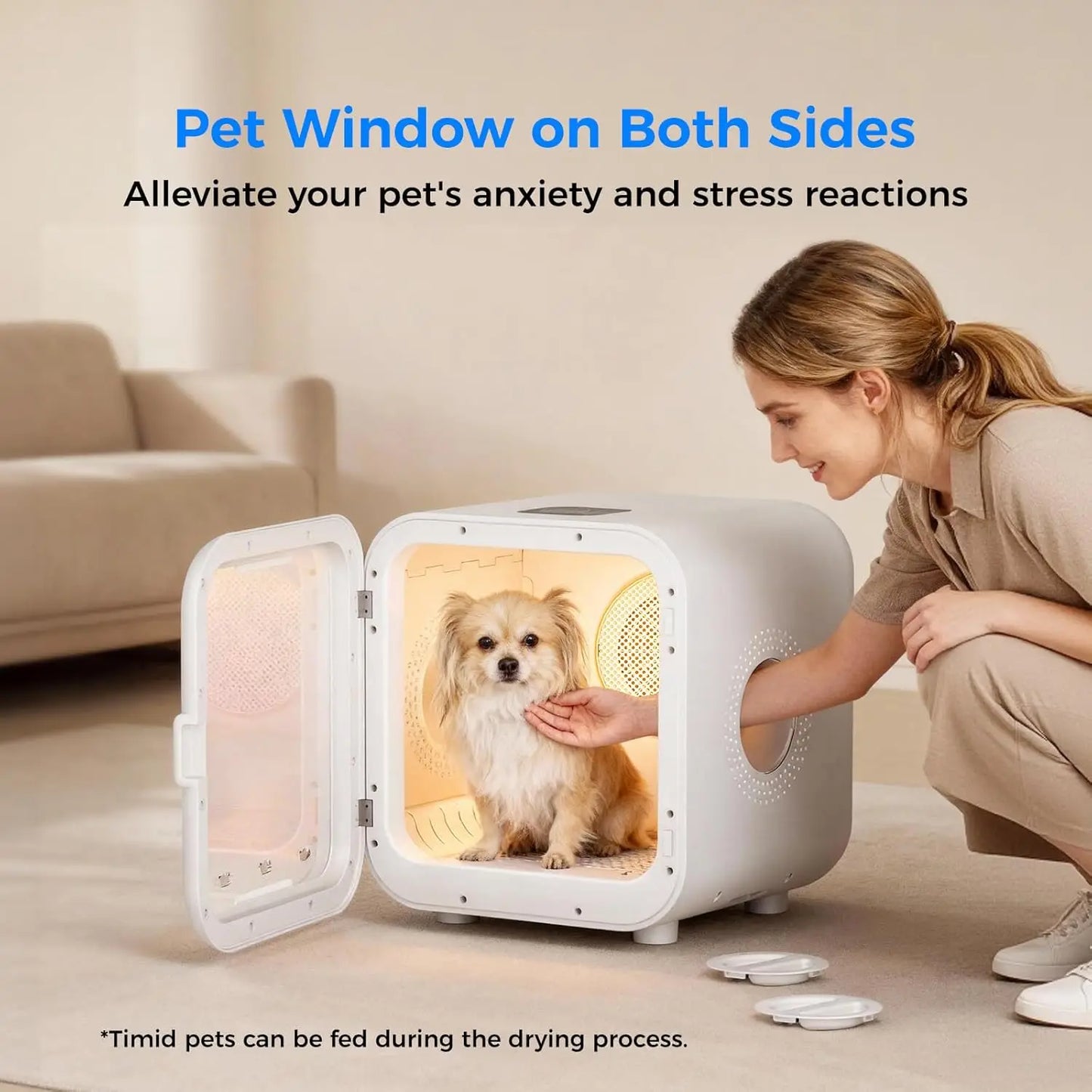 Automatic Small Animal Dryer Box/Pet Groomer. Quiet Hands-Free.