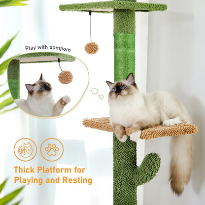 Indoor Cat Tower with Scratching Post, Hammock, Dangling Ball.