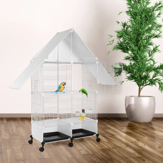 Spacious Bird Villa for Finch Budgie Lovebird Rust-Resistant Pet Cage
