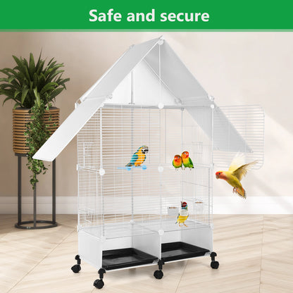 Spacious Bird Villa for Finch Budgie Lovebird Rust-Resistant Pet Cage