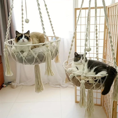 Hand‑Woven Cotton Cat Hammock – Fits 2 Cats