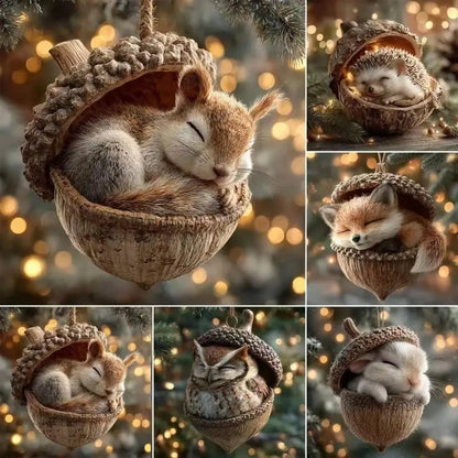 Forest Christmas Ornaments 2026 New Pine Cone Animal Decoration